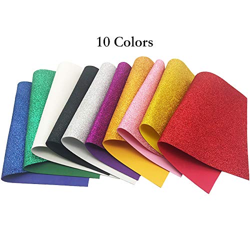 ENGESTON 30 Hojas Gomaespuma Glitter Papel Goma Eva para decoración, 10 colores surtidos, espuma EVA con purpurina en de 20 x 30 cm con 4 plantillas para proyectos de manualidades para niños