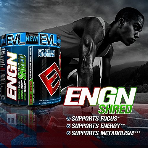 ENGN SHRED de Evlution Nutrition Polvo Quema Grasa Termogénico Para el Pre Entrenamiento, Energía, Pérdida de Peso, 30 Porciones (Jugo de Lima con Cereza)