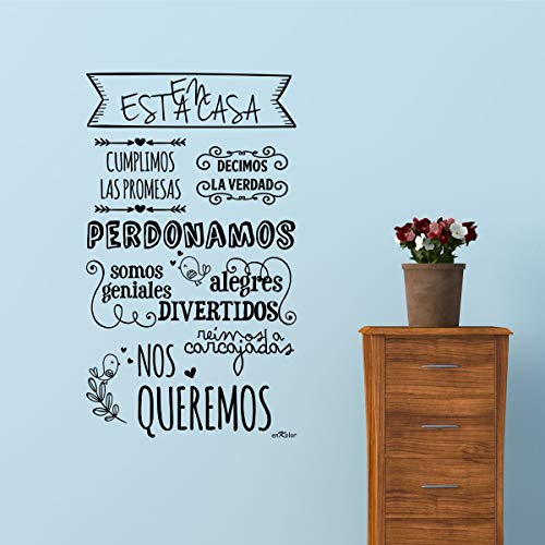 Enkolor/Vinilos Decorativos Frases Normas Casa/Pegatinas Pared/Negro/35X60cm. Extensión Garantía - Servicio Vinilo Repara Incluido