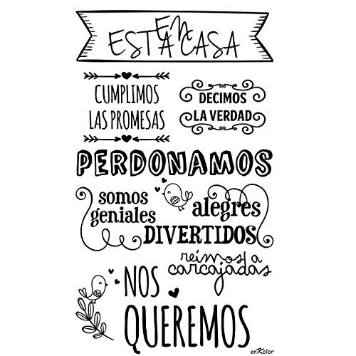 Enkolor/Vinilos Decorativos Frases Normas Casa/Pegatinas Pared/Negro/35X60cm. Extensión Garantía - Servicio Vinilo Repara Incluido