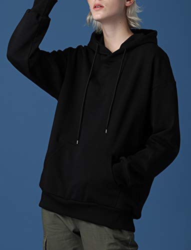 Enlision Sudaderas con Capucha para Hombre Otoño Invierno Sudadera con Capucha Unisex con práctica Sudadera con Bolsillo de Canguro Negro