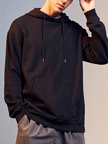 Enlision Sudaderas con Capucha para Hombre Otoño Invierno Sudadera con Capucha Unisex con práctica Sudadera con Bolsillo de Canguro Negro