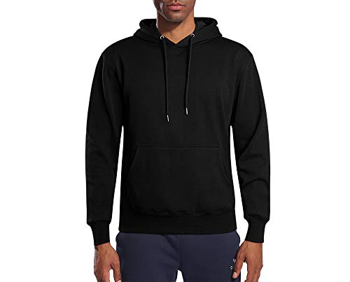 Enlision Sudaderas con Capucha para Hombre Otoño Invierno Sudadera con Capucha Unisex con práctica Sudadera con Bolsillo de Canguro Negro