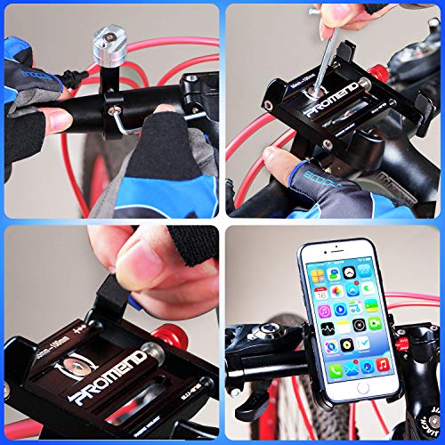 ENONEO Soporte Movil Bicicleta 360 Rotación Soporte Telefono Moto Universal Aluminio Soporte Movil Bici para GPS Bicicleta Electrica Scooter para iPhone Samsung Huawei (Anchura 2.1-3.9") Negro