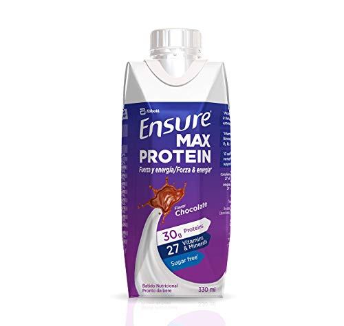 Ensure Max Protein - Alto contenido en proteínas, batido nutricional, sabor a chocolate - Pack 8 x 330 ml Ensure Max Protein - Alto contenido en proteínas, batido nutricional, sabor a chocolate - Pack 8 x 330 ml