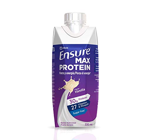 Ensure Max Protein - Alto contenido en proteínas, batido nutricional, sabor a vainilla - Pack 8 x 330 ml Ensure Max Protein - Alto contenido en proteínas, batido nutricional, sabor a vainilla - Pack 8 x 330 ml