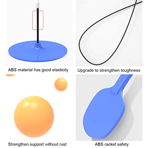 Entrenador Profesional de Tenis de Mesa Altura del Eje Suave elástico Ajustable con 2 Palas de Tenis de Mesa y 6 Pelotas de Ping Pong para Adultos Los niños previenen la miopía