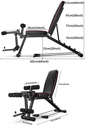 Entrenamiento Banco De Pesas, Banco Ajustable Pesas Multifuncional Silla De Fitness Cama Abdominales con Curl Femoral De La Pierna De Extensión para La Aptitud De Máxima De 200 Kg