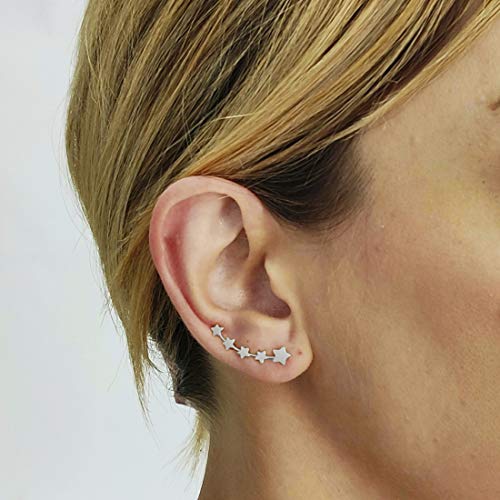 ENTREPLATA Pendientes Trepadores Ear Climber Plata de Ley 925 5 Estrellas. ENTREPLATA Pendientes Trepadores Ear Climber Plata de Ley 925 5 Estrellas.