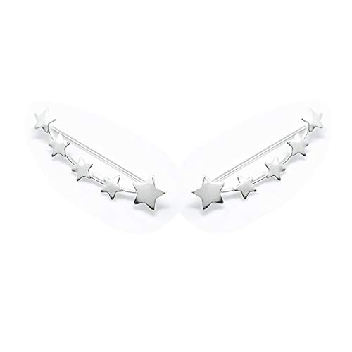 ENTREPLATA Pendientes Trepadores Ear Climber Plata de Ley 925 5 Estrellas.