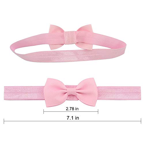 Enuo 20 Piezas Bebé niñas Bowknot Bebé Venda De Pelo De Arco Para Niñas Banda Para La Cabeza Color Sólido Diadema Elástica Turbante