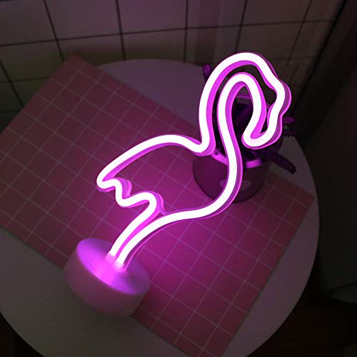 ENUOLI LED flamenco de neón muestras de la luz Los signos de neón Lámparas flamenco luces de neón de la decoración del sitio de la batería y USB Operación Luces de la noche con pedestal de neón rosad ENUOLI LED flamenco de neón muestras de la luz Los signos de neón Lámparas flamenco luces de neón de la decoración del sitio de la batería y USB Operación Luces de la noche con pedestal de neón rosad