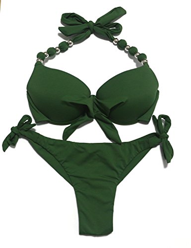 eonar Conjunto de Bikini para Mujer, Push-up Sujetador para El Cuello, Low Waist Bikini Bottom, Ajustable Trajes de baño(L,Army Green) eonar Conjunto de Bikini para Mujer, Push-up Sujetador para El Cuello, Low Waist Bikini Bottom, Ajustable Trajes de baño(L,Army Green)