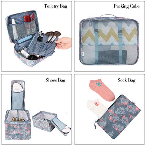 Eono by Amazon - 8 Set Cubos de Embalaje, Organizadores para Maletas, Travel Packing Cubes, Equipaje de Viaje Organizadores, con Bolsa de Zapatos, Bolsa de Cosméticos y Bolsa de Lavandería, Flamenco Eono by Amazon - 8 Set Cubos de Embalaje, Organizadores para Maletas, Travel Packing Cubes, Equipaje de Viaje Organizadores, con Bolsa de Zapatos, Bolsa de Cosméticos y Bolsa de Lavandería, Flamenco