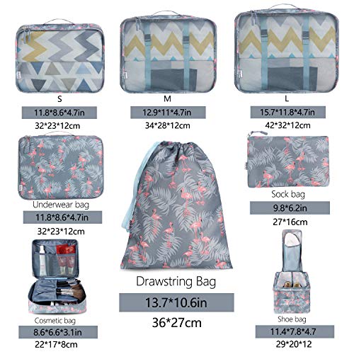 Eono by Amazon - 8 Set Cubos de Embalaje, Organizadores para Maletas, Travel Packing Cubes, Equipaje de Viaje Organizadores, con Bolsa de Zapatos, Bolsa de Cosméticos y Bolsa de Lavandería, Flamenco Eono by Amazon - 8 Set Cubos de Embalaje, Organizadores para Maletas, Travel Packing Cubes, Equipaje de Viaje Organizadores, con Bolsa de Zapatos, Bolsa de Cosméticos y Bolsa de Lavandería, Flamenco