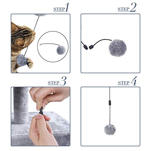 Eono by Amazon Árboles para Gatos rasguña los Postes de sisal Natural con Bola de Juguetes para Dormir de Nido Gris