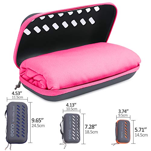 Eono by Amazon - Toalla de Microfibra para Llevar al Gimnasio, a la Playa, de Camping, de Viaje, de Natacion, o de Vacaciones. Secado rápido, Superabsorbente, Ultracompacta, Fucsia-100x50cm