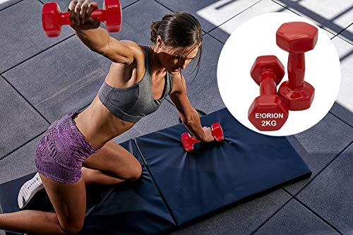 e!Orion Mancuernas de Neopreno- Mancuernas con Revestimiento de Vinilo Ejercicio Fitness, Entrenamiento en Casa y Gimnasio (Pesos de 0.5 a 5 Kg)