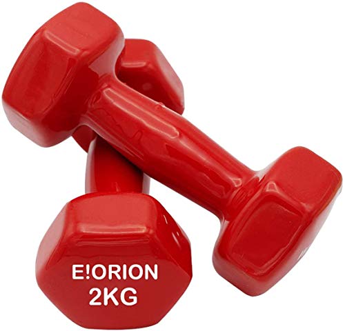 e!Orion Mancuernas de Neopreno- Mancuernas con Revestimiento de Vinilo Ejercicio Fitness, Entrenamiento en Casa y Gimnasio (Pesos de 0.5 a 5 Kg)
