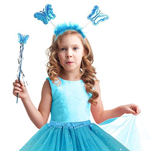 EQLEF Conjunto de Diadema de Disfraces para niños, alas de tutú y Mariposa, Disfraz de Princesa para niños para Disfraces de Fiesta para niñas