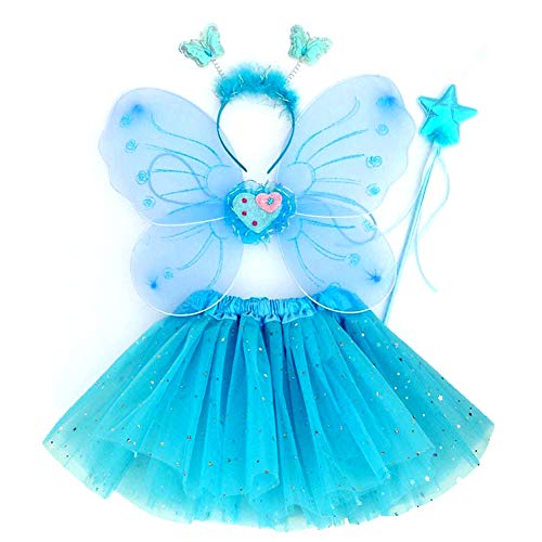 EQLEF Conjunto de Diadema de Disfraces para niños, alas de tutú y Mariposa, Disfraz de Princesa para niños para Disfraces de Fiesta para niñas