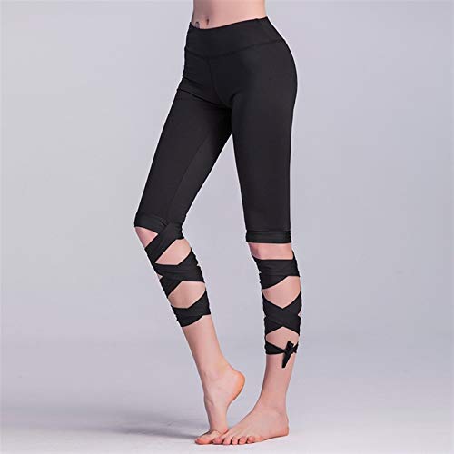 ERCZYO Las Nuevas envolventes Pantalones de Yoga Pantalones de Fitness Bailar Ballet Polainas Vendaje (Color : Green, Size : L)