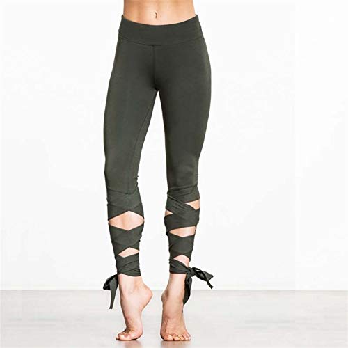 ERCZYO Las Nuevas envolventes Pantalones de Yoga Pantalones de Fitness Bailar Ballet Polainas Vendaje (Color : Green, Size : L)