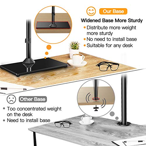 ErGear Dual Soporte para Monitor para pantallas de 13”- 32” con Base Ancha Construcción Sólida Dual Brazo Monitor Movimiento Suave Inclinación ± 45 ° Giratorio 180 ° Rotación 360 ° Peso Máx. 10 kg