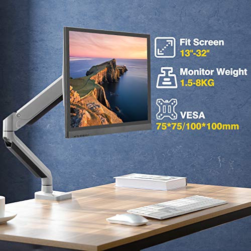 ErGear Soporte para Monitor LCD/LED 13 "-32" Pulgadas Resorte de Gas Ajustable Tecnología Diseño Ergonómico Soporte Monitor Elevador Altura Ajustable Giro de 360° Rotación de 180° VESA 75x75/100x100mm