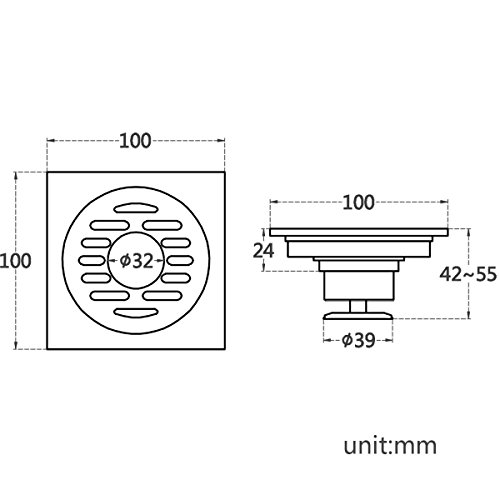 Eridanus Drenaje de Suelo, Drenaje Cuadrado de Ducha para Doble Uso, Coladores de Desagüe, Negro