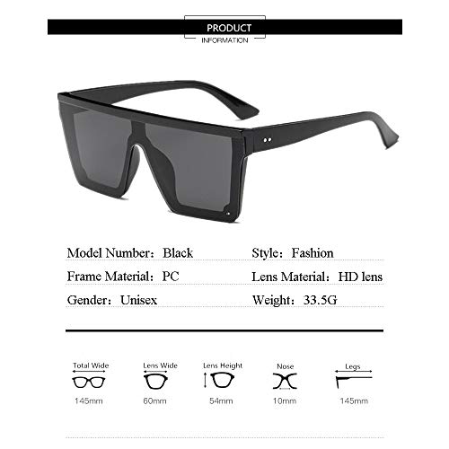 ERIOG Gafas de Sol Gafas De Sol Cuadradas De Gran Tamaño Hombres Mujeres Flat Top Fashion Lentes De Una Pieza Gafas De Sol para Mujeres Sombras Espejo ERIOG Gafas de Sol Gafas De Sol Cuadradas De Gran Tamaño Hombres Mujeres Flat Top Fashion Lentes De Una Pieza Gafas De Sol para Mujeres Sombras Espejo