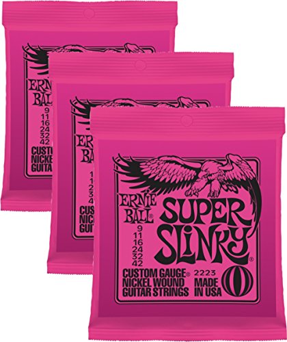 Ernie Ball 2223 x 3 9 – 42 Super Slinky cuerdas para guitarra eléctrica (Pack de 3)