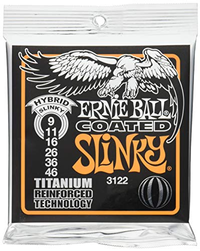Ernie Ball Hybrid Slinky Coated Titanium RPS Cuerdas para guitarra eléctrica - calibre 9-46 Ernie Ball Hybrid Slinky Coated Titanium RPS Cuerdas para guitarra eléctrica - calibre 9-46