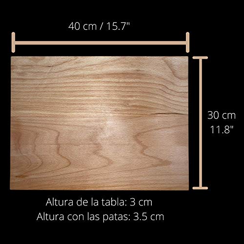 Erreke - Tabla de Cortar, Madera de Haya, 40x30x3 cm, Antideslizante, Segura y Solida. Tabla de Cocina para Servir o Picar.