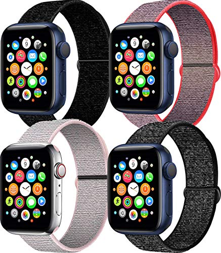 ERtec 4 Pack Nylon Correas Compatible para Apple Watch 44 mm 42 mm 40 mm 38 mm, Peso liviano Correas para iWatch Serie 6/5/4/3/2/1/se ERtec 4 Pack Nylon Correas Compatible para Apple Watch 44 mm 42 mm 40 mm 38 mm, Peso liviano Correas para iWatch Serie 6/5/4/3/2/1/se