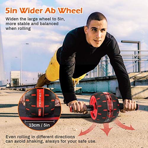 Ertisa AB Roller Set, 2-en-1 Cuerda Saltar + AB Abdominal Exercise Roller, Rodillo Abdominal Grande Abdominal Trainer AB Wheel Aparato de Entrenamiento y Ayuda para Bajar de Peso