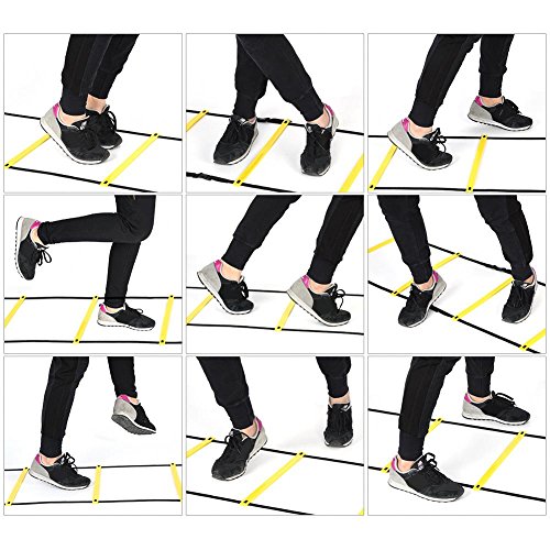 Escalera de agilidad ajustable con bolsa de transporte, escaleras de entrenamiento de velocidad, juego de entrenamiento de agilidad para baloncesto de fútbol, 12 peldaños planos ajustables y 10 conos Escalera de agilidad ajustable con bolsa de transporte, escaleras de entrenamiento de velocidad, juego de entrenamiento de agilidad para baloncesto de fútbol, 12 peldaños planos ajustables y 10 conos