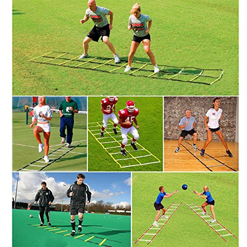 Escalera de agilidad ajustable con bolsa de transporte, escaleras de entrenamiento de velocidad, juego de entrenamiento de agilidad para baloncesto de fútbol, 12 peldaños planos ajustables y 10 conos Escalera de agilidad ajustable con bolsa de transporte, escaleras de entrenamiento de velocidad, juego de entrenamiento de agilidad para baloncesto de fútbol, 12 peldaños planos ajustables y 10 conos