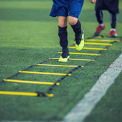 Escalera de coordinación de 6m con bolsa y clavijas | Escalera de velocidad | Escalera de velocidad para fútbol, fitness, deportes, balonmano | + eBook gratis Escalera de coordinación de 6m con bolsa y clavijas | Escalera de velocidad | Escalera de velocidad para fútbol, fitness, deportes, balonmano | + eBook gratis