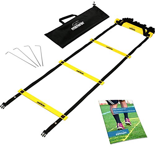 Escalera de coordinación de 6m con bolsa y clavijas | Escalera de velocidad | Escalera de velocidad para fútbol, fitness, deportes, balonmano | + eBook gratis Escalera de coordinación de 6m con bolsa y clavijas | Escalera de velocidad | Escalera de velocidad para fútbol, fitness, deportes, balonmano | + eBook gratis