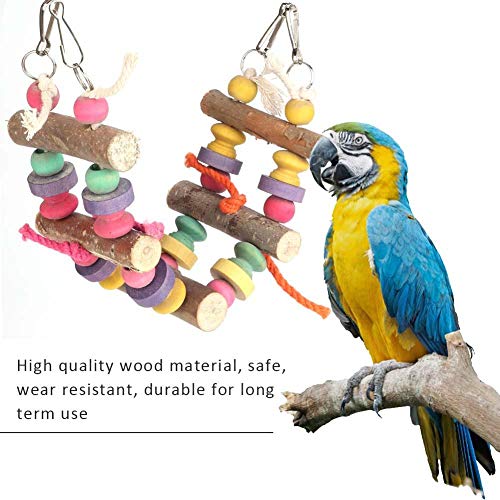 Escalera para loros de juguete, jaula para puentes colgantes coloridos colgantes para cócteles Conure Budgie Pappagallo en pies rectificados, 10 x 45 cm