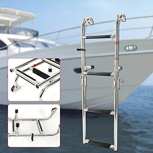 Escalera plegable para yate y barco telescópica de 4 peldaños de acero inoxidable