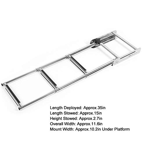Escalera Telescópica, 3 Pasos Universal Debajo de la Plataforma Montaje Deslizante Escalera de Embarcación para Barco Escalera Telescópica para Barco de Acero Inoxidable