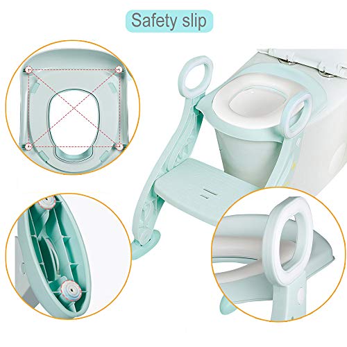 Escalera wc, Adaptador wc NiƱos, 2 Escalones y Agarraderas Grandes, Antideslizante, Plegable, Altura Ajustable para 1-8 niƱos (Verde) Escalera wc, Adaptador wc NiƱos, 2 Escalones y Agarraderas Grandes, Antideslizante, Plegable, Altura Ajustable para 1-8 niƱos (Verde)