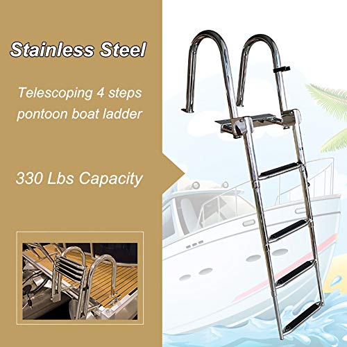 Escaleras Barcos Piscina Pontón de Acero Inoxidable Barco Muelle Escalera 4 Pasos, Escalera Interior Plegable Telescópica de Entrada Trasera, Escalera de Cubierta de Natación Personalizada Resistente