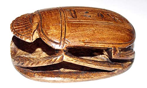 Escarabajo Egipcio grande sagrado marrón, medida 8cmX5cm Aprox, el amuleto de vida y poder, de piedra; Hecho a mano en Egipto