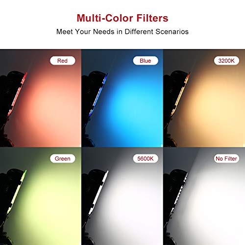 ESDDI - Luz LED fotográfica, luz de vídeo, 176 LED Regulables superluminosos 3200-5600 K, 5 filtros de Color, CRI 95+, batería con Cargador incluida, para cámaras DSLR ESDDI - Luz LED fotográfica, luz de vídeo, 176 LED Regulables superluminosos 3200-5600 K, 5 filtros de Color, CRI 95+, batería con Cargador incluida, para cámaras DSLR