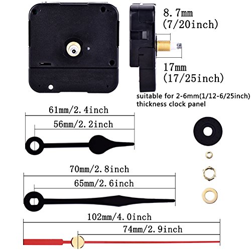 Esfuerzo de Torsión del Mecanismo del Reloj Movimiento, 6/25 Pulgadas Máximo Regulador de Espesor, 17/25 Pulgadas Longitud Total del Eje