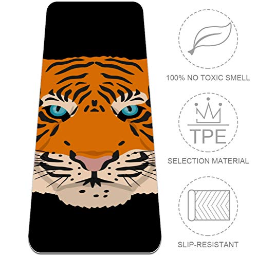 Eslifey Angry Tiger - Esterilla de yoga gruesa antideslizante para mujeres y niñas (182,8 x 60,9 cm, 0,6 cm de grosor)