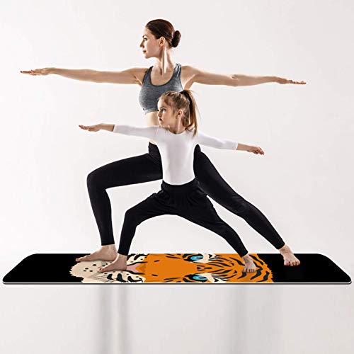 Eslifey Angry Tiger - Esterilla de yoga gruesa antideslizante para mujeres y niñas (182,8 x 60,9 cm, 0,6 cm de grosor)